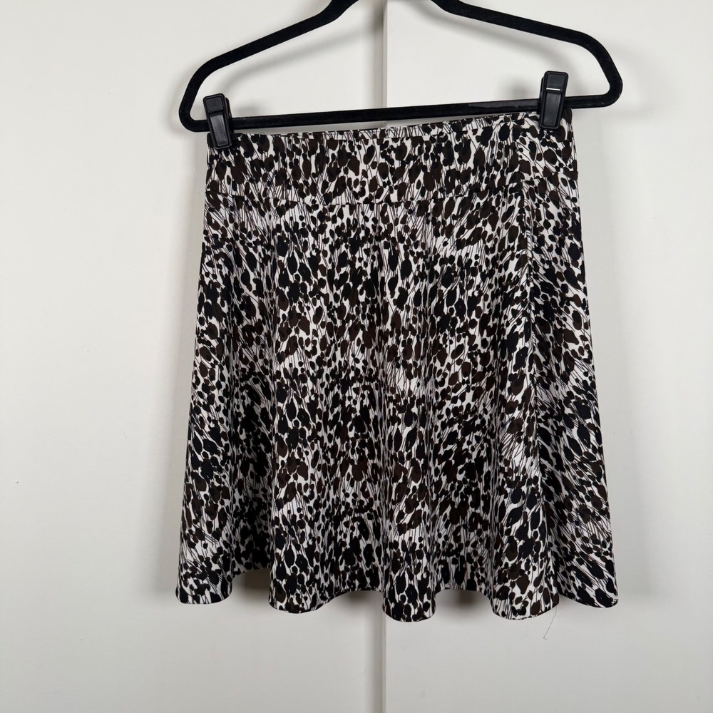 Ann Taylor Petites Brown Black Abstract Print A-Line Skirt SP
